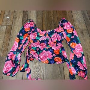 NEW Francesca’s long sleeve floral blouse
